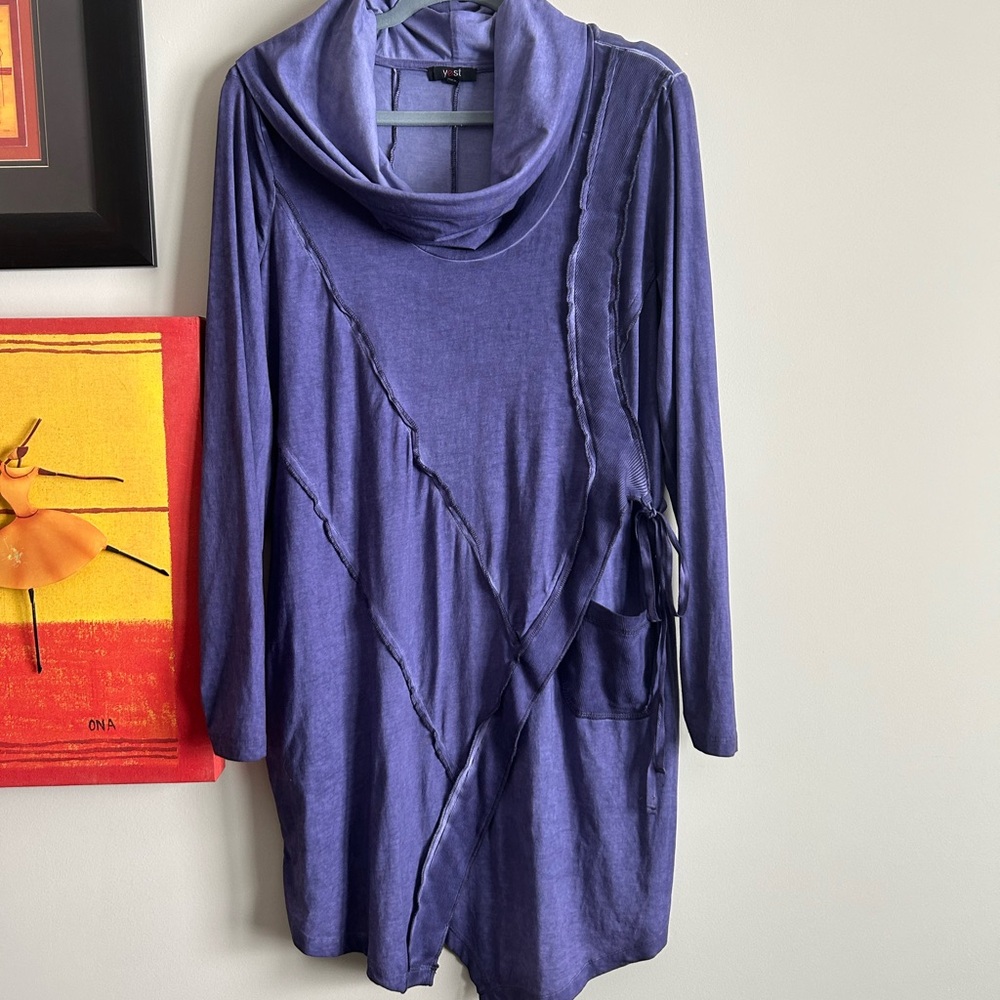 Purple Draped Cowl Neck Tunic Modern Style